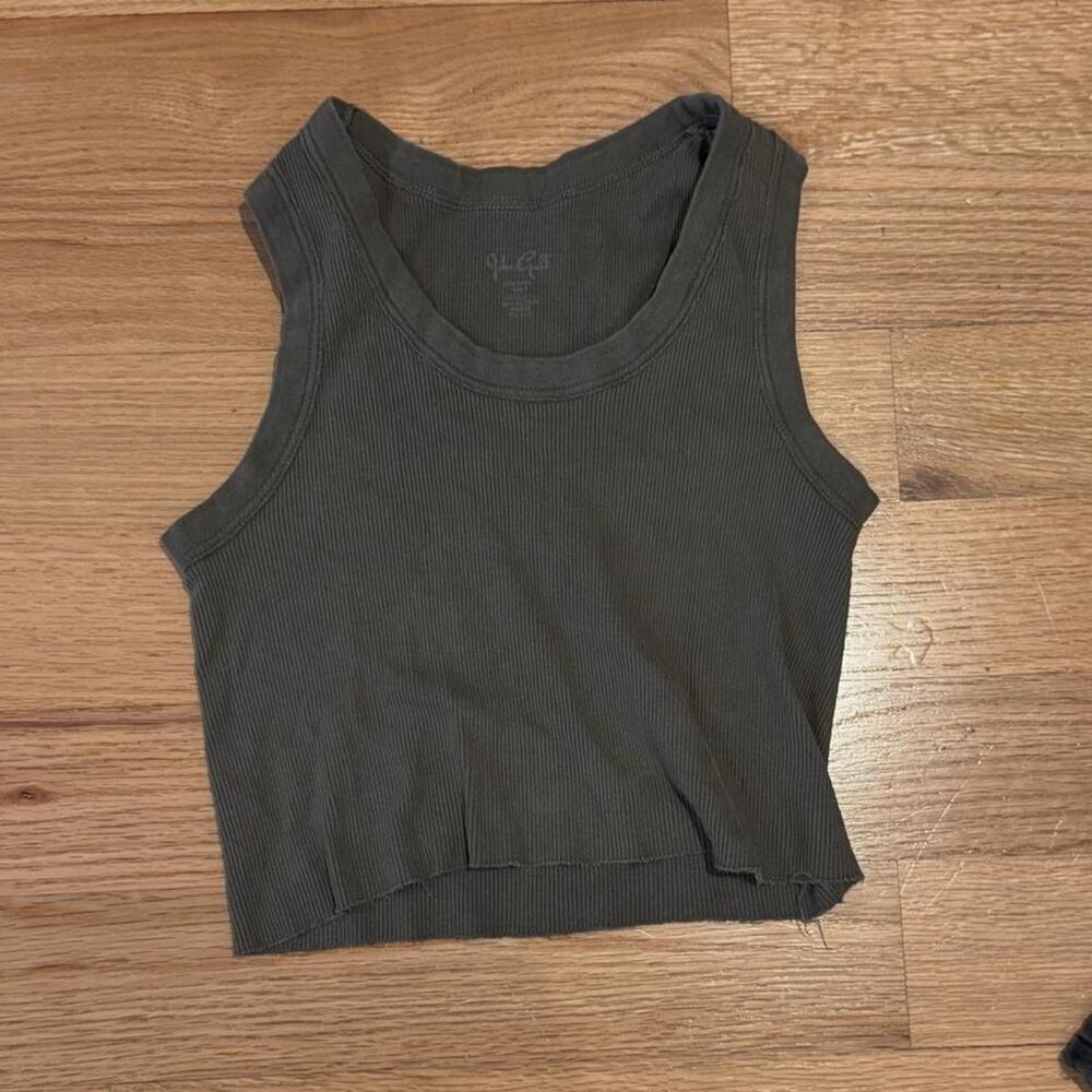 Dark sage army green tank top
